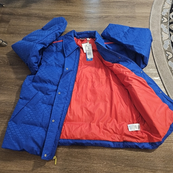 New Adidas Woman's Puffer Jacket Royal Blue Sz L - Picture 7 of 15